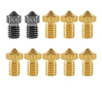 TIOPY V6 Juego de boquillas para impresora 3D 0.4 mm, 2 piezas acero endurecido +8 piezas latón, para impresora 3D con filamento 1.75 Anycubic I3 Mega Prusa I3 MK3/MK3S