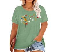 tiorhooe Camiseta de Tallas Grandes para Mujer Camisetas de Diente de León T-Shirts Plus Size Camiseta Casual de Diente de León, XL