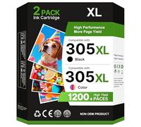 Tiorumcs 305XL Compatible con Tinta HP 305 XL Negro y Color para HP DeskJet 2820e 2720e 2720 4220e 2721e 2722e 2723e 2821e 2822e 4120e 4122e 4130e Envy 6022e 6030e 6430 6430e 6432 6432e(Negro y Color)