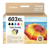 Tiorumcs 603 XL Cartuchos 603xl de Tinta Compatible para Epson 603XL para Expression XP-2100 XP-4100 XP-3100 XP-2105 XP-2150 XP-3150 para Workforce WF-2840 WF-2810 WF-2830 (2N1C1A1M,5 Paquetes)