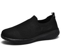 TIOSEBON Mujer Zapatillas Slip On Cómodas con Memory Foam Deportivas Respirables de Malla Ligeras para Trabajo 42 EU Todo Negro