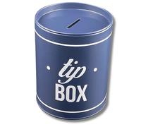 Tip Box - Hucha (10,1 x 12,7 cm), diseño redondo con tapa a presión, color blanco