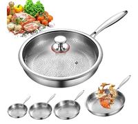 Tipanexi Titanium Pan Pro with Lid, Durable Scratch-Resistant Non Stick Titaniums Nutri Pans, Titanium Frying Pans for Cooking Non Stick, Compatible With All Cooktops (L)