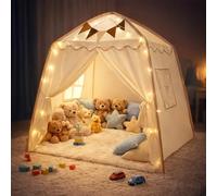 Tipi Infantil, Casita Infantil Interior para Niños con Luces y Banderas Casa de Juegos Carpa de Princesa Casita de Juegos Grande Regalo con Ventanas para Interior y Exterior Tienda Campaña Infantil