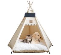 Tipi para perros y gatos Carpas tipi portátiles para mascotas con cojín y pizarra pequeña Casa para perros interior lavable de 28 pulgadas de alto Cama dulce para cachorros para mascotas de menos de