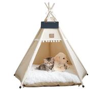 Tipi para Perros y Gatos Carpas Tipi portátiles para Mascotas con cojín y Pizarra pequeña Casa para Perros Interior Lavable de 20 Pulgadas de Alto Cama Dulce para Cachorros para Mascotas de Menos de