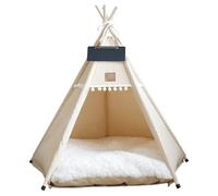 Tipi para Perros y Gatos Carpas Tipi portátiles para Mascotas con cojín y Pizarra pequeña Casa para Perros Interior Lavable de 20 Pulgadas de Alto Cama Dulce para Cachorros para Mascotas de Menos de