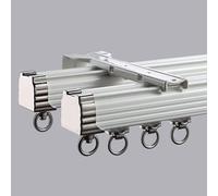 TIPIACE Guía de cortina de aleación de aluminio pesado de lujo de doble vía de cortina, longitud personalizada (colgante de pared - Blanco Marfil, longitud 500cm)