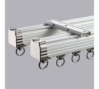 TIPIACE Guía de cortina de aleación de aluminio pesado de lujo de doble vía de cortina, longitud personalizada (montaje en techo - marfil, longitud 250cm)
