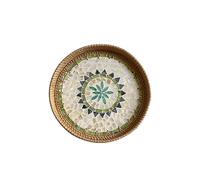 (Tipo 2) 2 bandejas redondas de ratán hechas a mano para mostrador de cocina, bandejas decorativas de