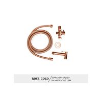 (Tipo A en oro rosa) Juego de rociador de inodoro con bidé de mano, latón, montaje en pared, grifo de bidé de