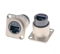 Tipo D para conector RJ45, paquete de 2, Cat6 hembra a hembra a través de enchufe adecuado para múltiples conexiones de dispositivos (plateado)