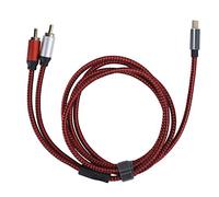 Tipo de chapado en oro: cable de audio Tipo C macho a 2RCA macho, cable de audio Tipo C a 2RCA con chip decodificador integrado para teléfono móvil, tableta, portátil y altavoz de (1. Jum)