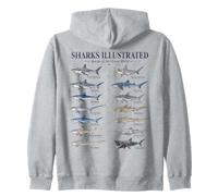 Tipo de Especie de tiburón Biología Marina Peces del océano Arte Animal Sudadera con Capucha