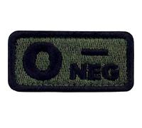 Tipo O negativo Tipo de sangre táctico Broche Bordado de Gancho y Parche de Gancho y bucle de cierre, Oliva monótono
