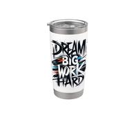 Tipografía callejera Dream Big Work Hard Graffiti Vaso térmico de acero inoxidable de doble pared