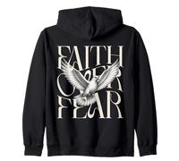 Tipografía Christian Bold con Estampado de Paloma de Faith Over Fear Sudadera con Capucha