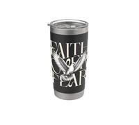 Tipografía Christian Bold con estampado de paloma de Faith Over Fear Vaso térmico de acero inoxidable de doble pared