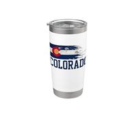 Tipografía de bandera de Colorado CO Pride Vintage Grunge Vaso térmico de acero inoxidable de doble pared