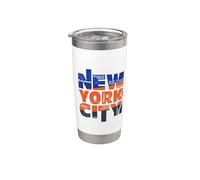 Tipografía De Calle De Nueva York En Azul Y Naranja Vaso térmico de acero inoxidable de doble pared