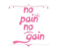 tipografía de moda sin dolor no hay ganancia Pegatinas de pared 67.2x68.6cm Impermeable Rosa