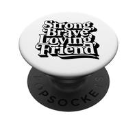 Tipografía Decorativa de Amigo cariñoso Fuerte Valiente PopSockets PopGrip Adhesivo