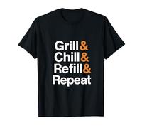 Tipografía en negrita Grill & Chill & Refill & Repeat Camiseta