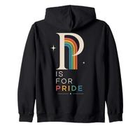 Tipografía Retro de Letras arcoíris LGBTQ P Is For Pride Sudadera con Capucha