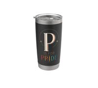 Tipografía retro de letras arcoíris LGBTQ P Is For Pride Vaso térmico de acero inoxidable de doble pared