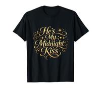Tipografía romántica Él es mi Beso de Medianoche Pareja Elegante Camiseta