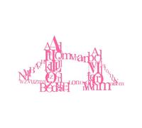 tipografía silueta del puente de Londres Decoración de vinilo para pared 47.6x89.6cm Varios tamaños Rosa