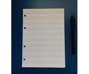 Tipome Hojas para archivador A5 con 4 anillas, 59 hojas, 10 líneas pentagrama, blancas, musicales