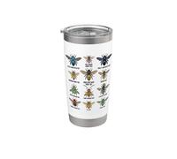 Tipos de abejas Tabla educativa de especies de insectos Vaso térmico de acero inoxidable de doble pared
