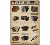 Tipos de acordeón Tipos de pianos Pósteres Gráfico Letreros de metal Conocimiento científico popular Decoración de pared Decoración de la habitación del club del hogar Placa impresa 12x16 pulga