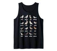 Tipos de Aves Playeras y Aves Marinas - Tabla de Especies de Aves costeras Camiseta sin Mangas