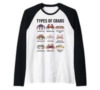 Tipos de cangrejos - Carta de Especies de cangrejos y Diversidad Marina Camiseta Manga Raglan
