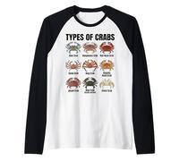 Tipos de cangrejos - Tabla de Especies de cangrejos Marinos Camiseta Manga Raglan