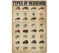 Tipos de carteles de erizos, letreros metálicos, guía de divulgación científica, decoración de pared de granja, 8 x 12 pulgadas