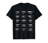 Tipos de Cuchillos Gráfico Formas de Hoja Coleccionista Arte de Camiseta gráfica económica, Hombre, Negro, L