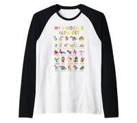 Tipos de Dinosaurios Alfabeto Dino Identificación Camiseta Manga Raglan