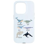 Tipos de especies de ballenas Tabla de mamíferos oceánicos Guía de animales de pescado Carcasa para iPhone 15 Pro
