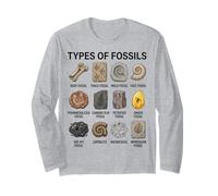 Tipos de fósiles Gráfico Paleontología Ciencia Amantes de los fósiles Manga Larga