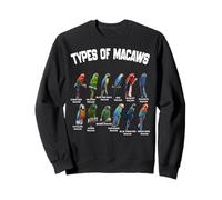 Tipos de Guacamayos Razas Divertidas Guacamayo Familia de Loro Vintage Sudadera