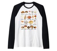 Tipos de Hongos comestibles, Salvajes y venenosos Camiseta Manga Raglan