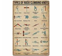 Tipos de nudos para escalada en roca, letreros metálicos, pósteres de conocimientos para escaladores, guías educativas prácticas, placas decorativas, decoración de pared de estilo rústico para club