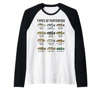Tipos de Peces Globo, Especies de pez Globo, Tabla de Peces Marinos Camiseta Manga Raglan