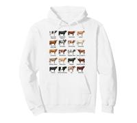 Tipos de Razas de Ganado Colección Amantes de Las Vacas Agricultores Sudadera con Capucha