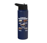 Tipos de rinocerontes - Rhino Safari Lover Zookeeper Zoólogo Stainless Steel Insulated Water Bottle