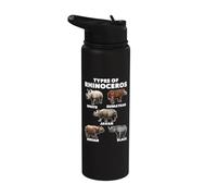 Tipos de rinocerontes - Rhino Safari Lover Zookeeper Zoólogo Stainless Steel Insulated Water Bottle