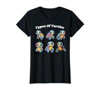 Tipos De Tortugas, Amante De Tortugas, Tortuga Mascota Camiseta gráfica económica, Mujer, Negro, L
